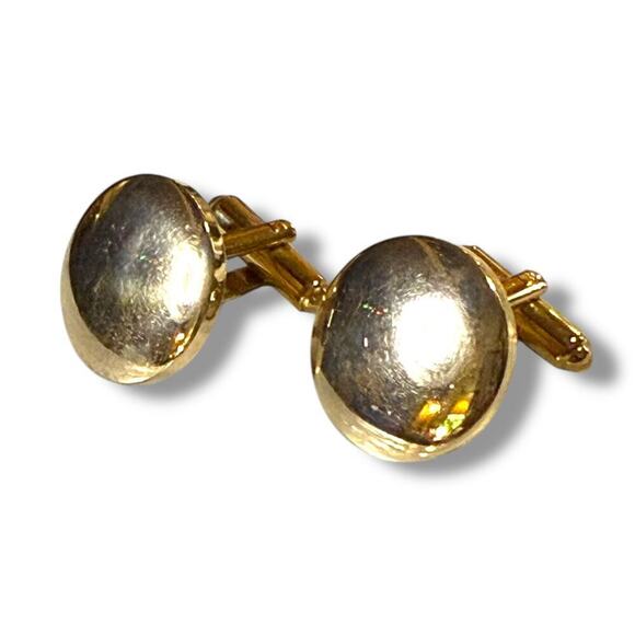 Vintage Hayward Cufflinks Mens Gold Tone Round High Polish Monogram Ready - Picture 1 of 5
